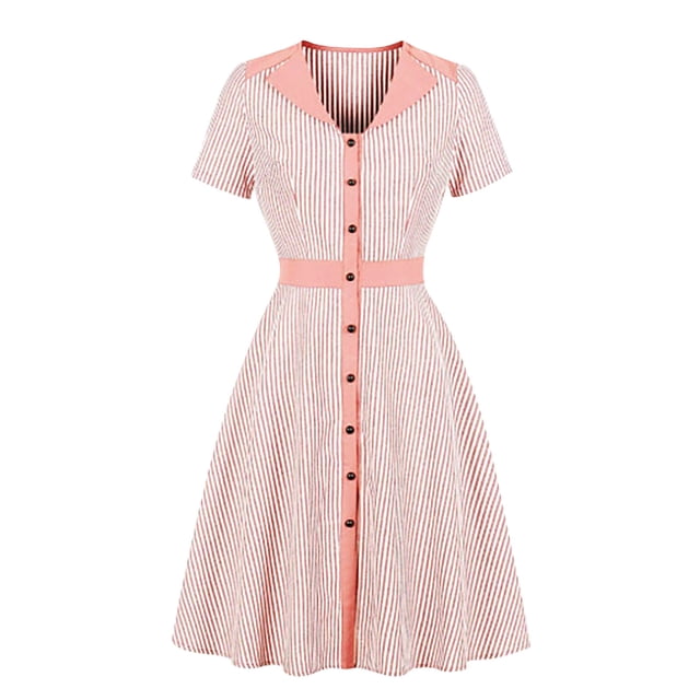 FcBaudy Robe à Manches Courtes Col en V, Robes d'Été pour Femmes, Robes Femmes Mode Été Col en V Robe Unie Manches Courtes Robe Décontractée Mini Robe Femmes Robe