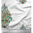 thumbnail image 1 of Soimoi Rayon Crepe Fabric Floral & Paisley Block Printed Fabric 1 Yard 46 Inch Wide, 1 of 3