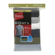 Hanes Men's Value Pack Assorted Pocket T-Shirt Undershirts, 6 Pack