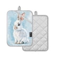 thumbnail image 2 of Two Pieces Of Square Heat Insulation Pad Oven Mitts 7x9.8 Inch Oven Microwave Kitchen Cooking Baking Cute Blue Cartoon Rabbit, 2 of 7