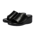 thumbnail image 2 of YDN Women Open Toe Wedge Mid Heel Mules Slip on Platform Slide Sandals Summer Beach Dressy Slippers Size 5.5 Black, 2 of 4