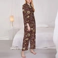 thumbnail image 2 of Bingfone Womens Pajama Sets Coffee and Flowers Print,Long Sleeve Loungewear Pajamas Set-Small, 2 of 8