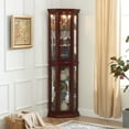 thumbnail image 2 of Corner Curio Cabinet with Lights, Adjustable Tempered Glass Shelves, Mirrored Back, Display Cabinet (E26 light bulb not included), 2 of 16
