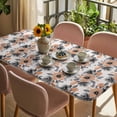 thumbnail image 3 of Orange Floral Table Cloths for 6 Foot Rectangle Tables, Abstract Watercolor Flower Leaf Plant Patio Waterproof Elastic Fitted Tablecloths, Washable Rectangular Table Cover for Camping, 3 of 8