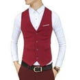 thumbnail image 1 of Fule Men's Formal Business Casual Dress Vest Suit Slim Fit Tuxedo Waistcoat Coat, 1 of 4