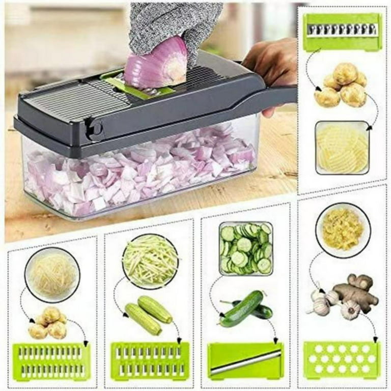Vegetable Chopper Dicer, Mandoline Cucumber Slicer, Onion Chopper Cube  Cutter Dicer with Container, Easy to Clean Kitchenware Combo with Stainless