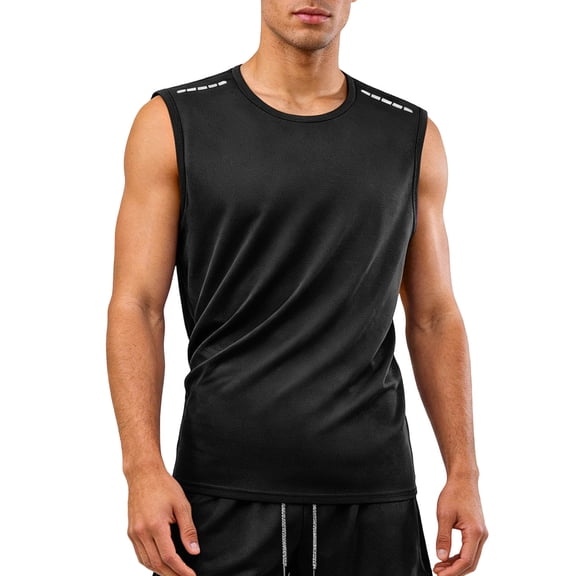 GuangCheng Mens Tank Top Lightweight Workout Gym Muscle Quick Dry Shirts Moisture Wicking Sleeveless Tee Shirts,Black,Size 3XL