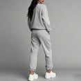 thumbnail image 3 of Kixjoy Lounge Sets for Women Oversized Elastic Waist Pant Sets Long Sleeve Quarter Zip Fashion Sweatsuits Plain Thermal Fall Loungewear Sets Woman, Light Gray 2XL, 3 of 3