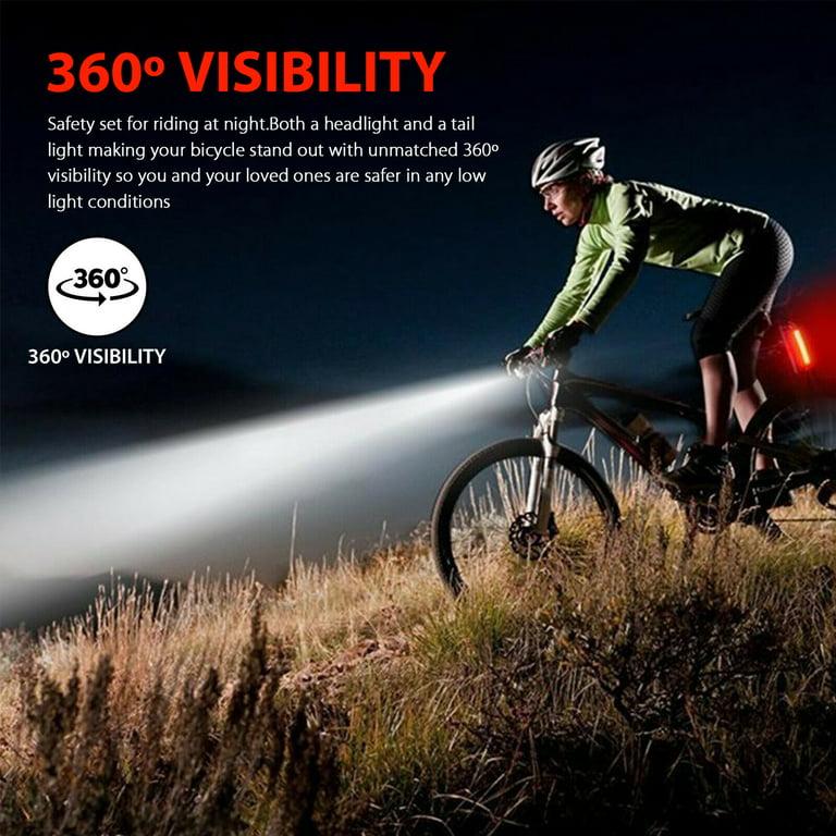betreuren klant Vleugels 700LM LED USB Rechargeable Waterproof Bicycle Headlight & Tail Light  Set,Cycling Headlight with 3 Modes and Adjustable Bracket - Walmart.com