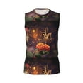 thumbnail image 6 of Lsque Butterfly Sitting on a Flower Print Men's Cotton Blend Sleeveless Muscle Shirts (S-3XL)- Moisture Wicking, Odor Protection, UPF 30+,X-Large, 6 of 8