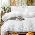 thumbnail image 5 of Boho Ruffled Comforter Set Super Soft Cozy Bedding Set with Pillowcases Elegant Chic Bedroom Decor Rustic Farmhouse Quilt Comforter 3 Pcs Set, 5 of 8