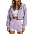 thumbnail image 5 of Stamzod Women's Cropped Hoodie Fall Winter Long Sleeve Zip Up Hoodie Women Athletic Running Crop Jackets with Hood Purple M, 5 of 7