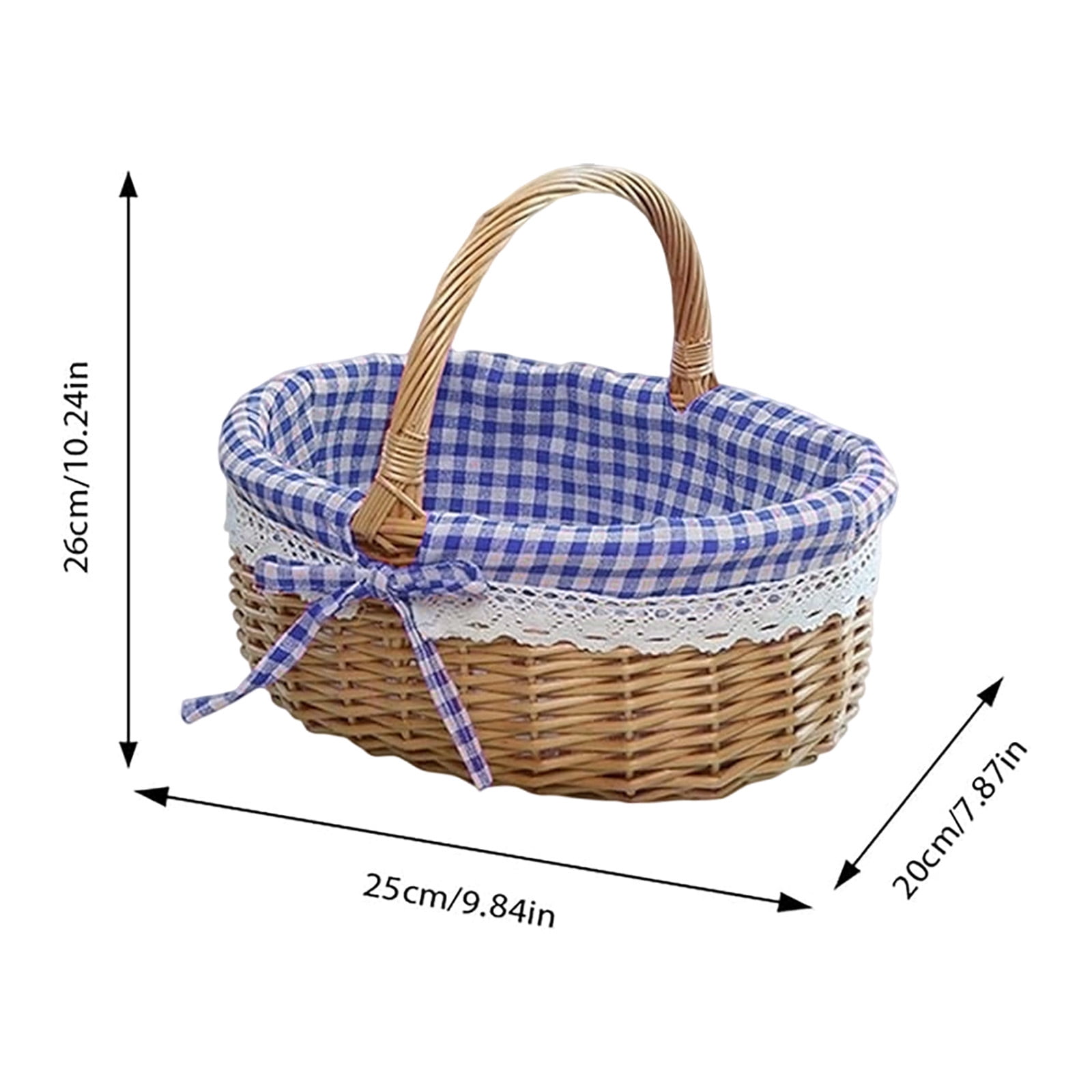 Wicker Storage Basket under $5! Cagogo Wicker Woven Storage Basket with Handle, Linen Lined Bread and Fruit Basket, Versatile Picnic Basket for Home, Party, Gardening, Organizer for Kitchen, Decor