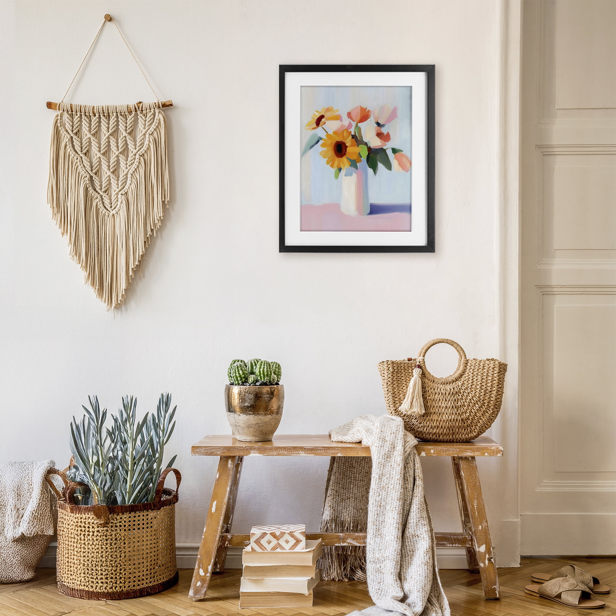 Stupell Industries Sleek Vase Bouquet Black Framed Print Under Glass, design by The Prints Vibe