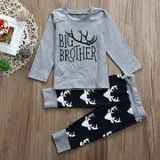 Stock Infant Baby Little Brother Romper Big T-shirt Top Matching Outfits