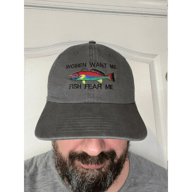 Women want me, Fish Fear Me Hats Logo or 