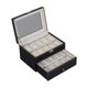 thumbnail image 1 of Caja de reloj con cajón portátil para hombre y mujer, organizador de joyas de cuero PU, organizador de relojes para anillos, pendientes y pulseras, 1 of 9