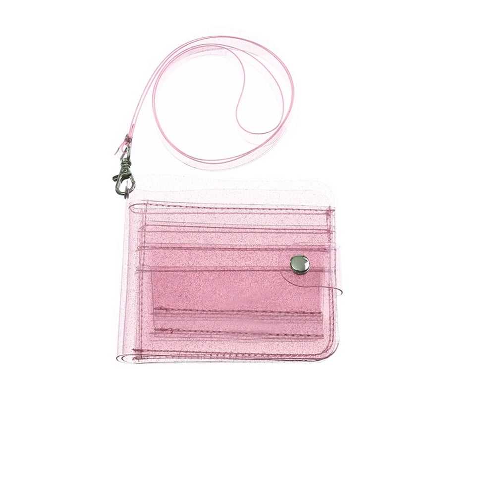Clear Jelly Wallet PVC ID Card Holder with Lanyard