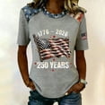 thumbnail image 2 of Youpwaven Women's 250th Anniversary USA 1776-2026 T-Shirt, Patriotic Waving Flag Graphic Top, 250 Years Celebration Independence Day Crew Neck Tee, 2 of 5