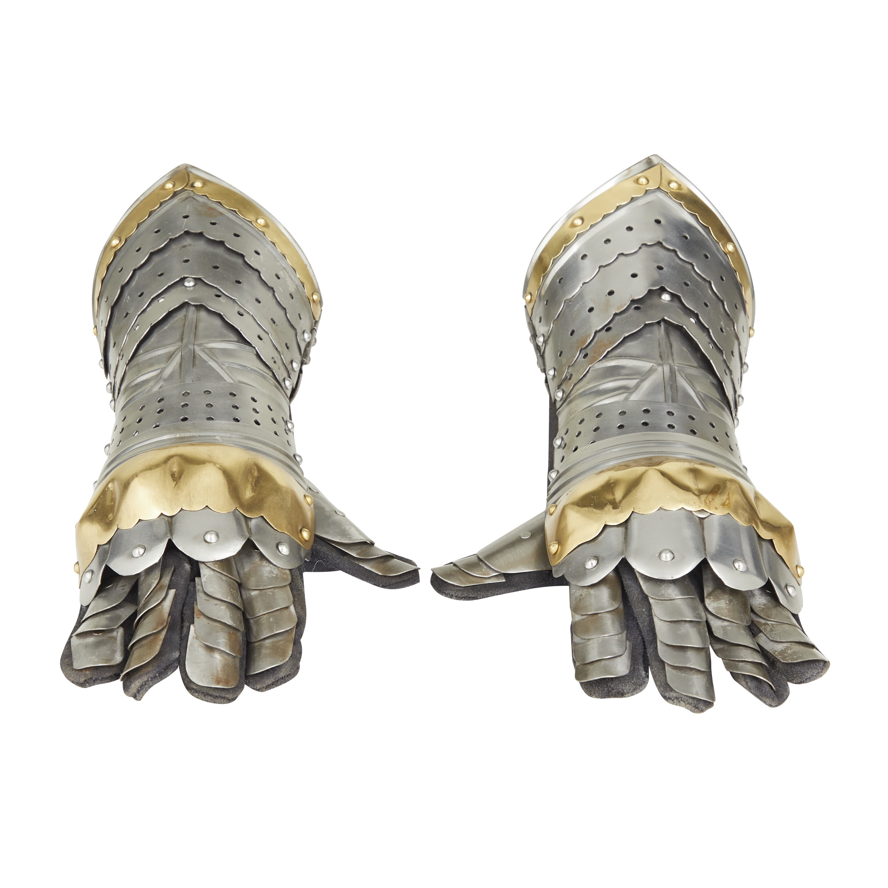 14" Metal Silver Replica Medieval Armor Gloves, by DecMode (2 Count)