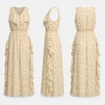 thumbnail image 2 of Alvantor Summer Maxi Dresses for Women, Sleeveless Ruffle V-Neck Floral Poly Chiffon, Ivory Multi, 2 of 8
