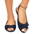 thumbnail image 6 of Xdegoge Slingback Flats for Women Peep Toe Elegant Layered Bowknot Decor Suede Like Slip On Dressy Casual Office Work Everyday Comfort Summer Footwear, 6 of 9