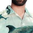 thumbnail image 5 of Whale Men's Casual Printed Hawaiian Poplin Button Down Short Sleeve Beach Shirt Unisex, 5 of 6