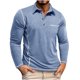 thumbnail image 2 of Blusa y camisa de manga larga con cuello vuelto para hombre, color liso, informal, de moda, para negocios, con botones y solapa, de poliéster., 2 of 9
