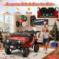 thumbnail image 3 of Funcid 24V Ride on Toys with Remote Control, 2 XL Seater Ride on Truck Car, 2WD/4WD Electric Car for Kids w/ Bluetooth, Flashing Colored Lights, SD Port, MP3, Spring Suspension, 6MPH, Red, 3 of 11