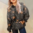 thumbnail image 5 of kmaduk Light Camo Hoodies for Teen Girls Cute Sweatshirt Maple Leaf Print Oversized Fleece Sweatshirts Pullover Tops with Pocket (Light Yellow, 7-8 Years), 5 of 6