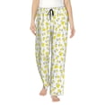thumbnail image 2 of Goofa Yellow Lemon Leaves Printed Soft Pajama Pants for Women, Wide Leg Comfy Casual Lounge Yoga Pants-Large, 2 of 9