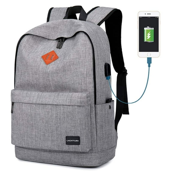 School Backpack, Lightweight Student Laptop Bookbag for Teen Boys Girls-Grey