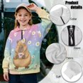 thumbnail image 6 of Uorisanigo Girls Half Zip Pullover Sweatshirt Soft Lightweight Rainbow Daisy Capybara Half Zipper Crop Tops Size 9-10 Long Sleeve Lapel Zipper Sweatshirt Oversized Workout Shirts, 6 of 7