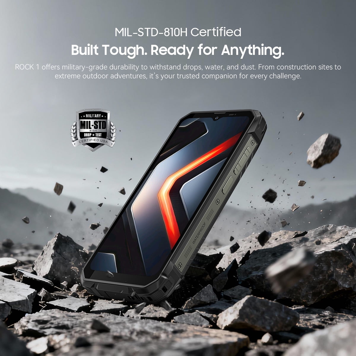 Blackview Rock 1 Android 16 Outdoor Mobile Phone without Contract 4G, 24GB + 256GB, 15000mAh Outdoor Smartphone, 6.56 Inch HD+ Dual Pantalla, 20MP + 16MP, IP68 Waterproof Construction Site Mobile