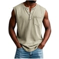thumbnail image 4 of Dvprdro Fashion Causal Buttons Sleeveless Tank Tops for Men Summer Solid Casual Loose Comfortable T-Shirt Blouse, 4 of 7