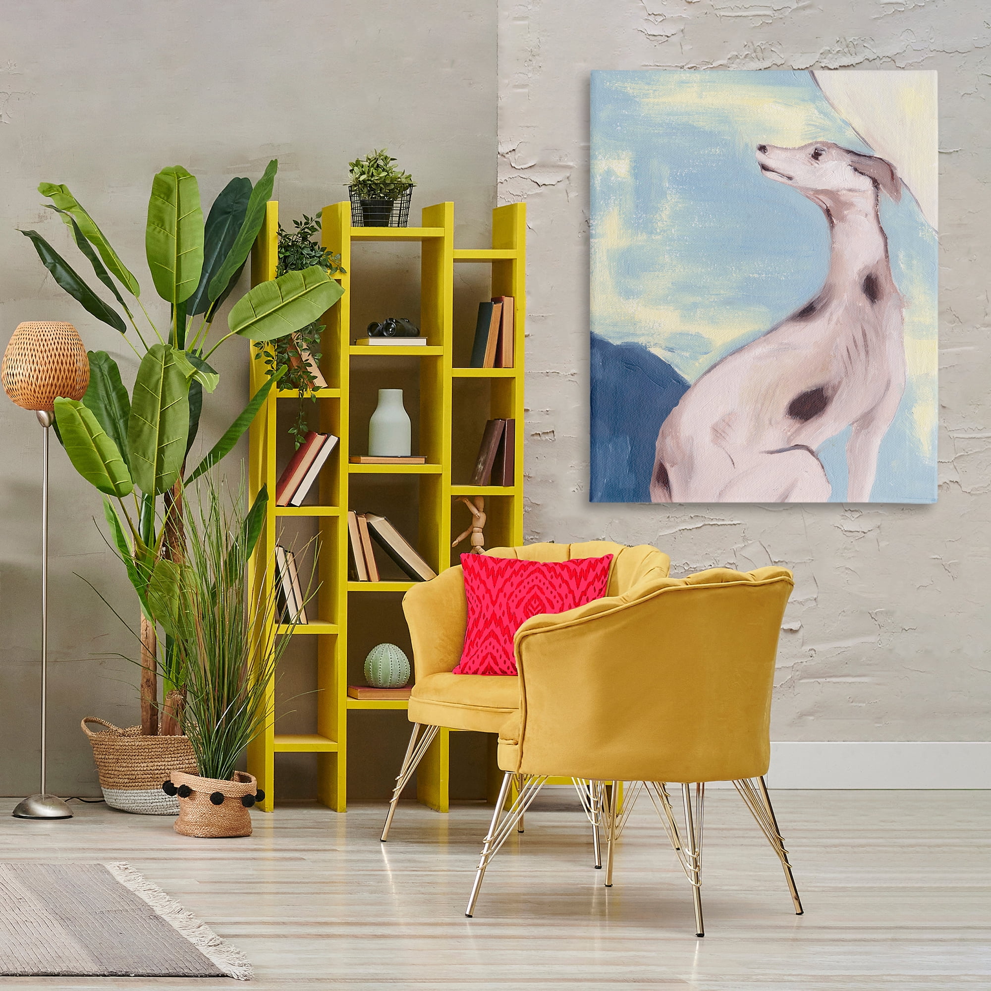 Stupell Industries Greyhound on Blue Animals & Insects Painting Gallery Wrapped Canvas Art Print Wall Art, 36 x 48