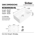 thumbnail image 2 of Sinber 33" x 20" White Rectangular Ceramic Apron Farmhouse Kitchen Sink With Strainer, 2 of 12