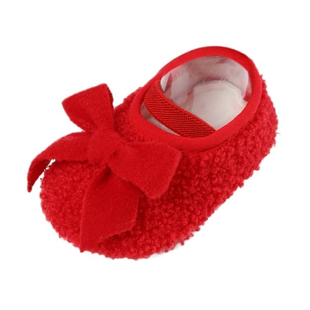 

YDOJG Cute shoes for Toddler Boys Girls Baby And Warm Shoes Soft Comfortable Cotton Shoes Infant Bowknot Warming Shoes Princess Shoes Red 6-12 Months
