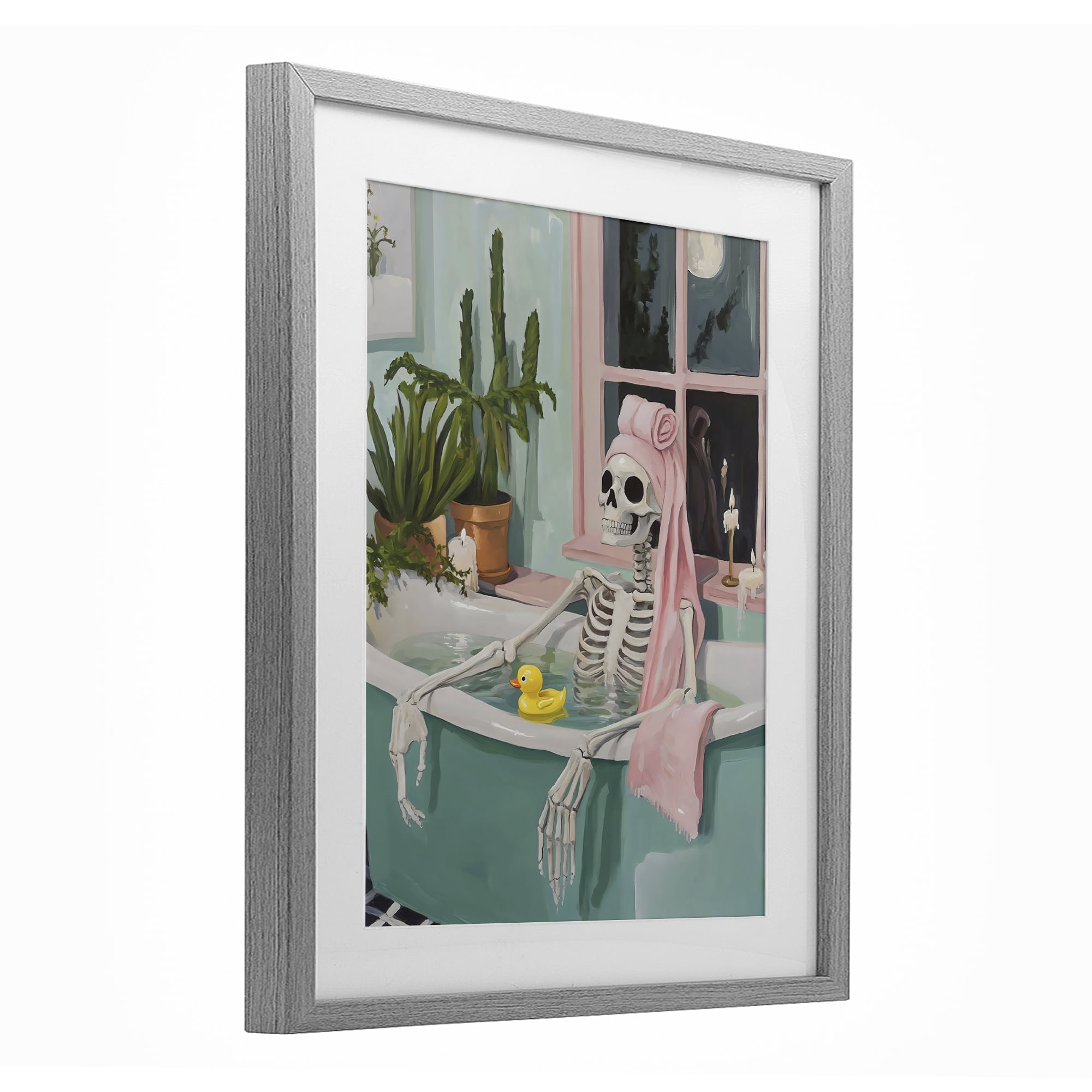 Stupell Industries Midnight Soak Skeleton Gray Framed Print Under Glass, design by The Prints Vibe