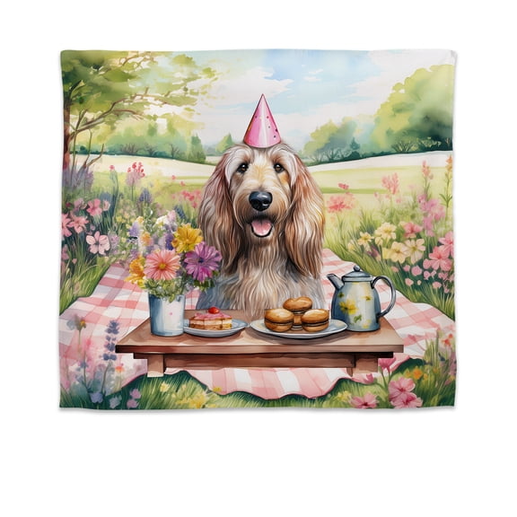 Happy Mother's Day Afghan Hound with Sweets and Flowers at a Picnic Tapestry Dog Lover Wall Hanging Backdrop Home Decor - 13005