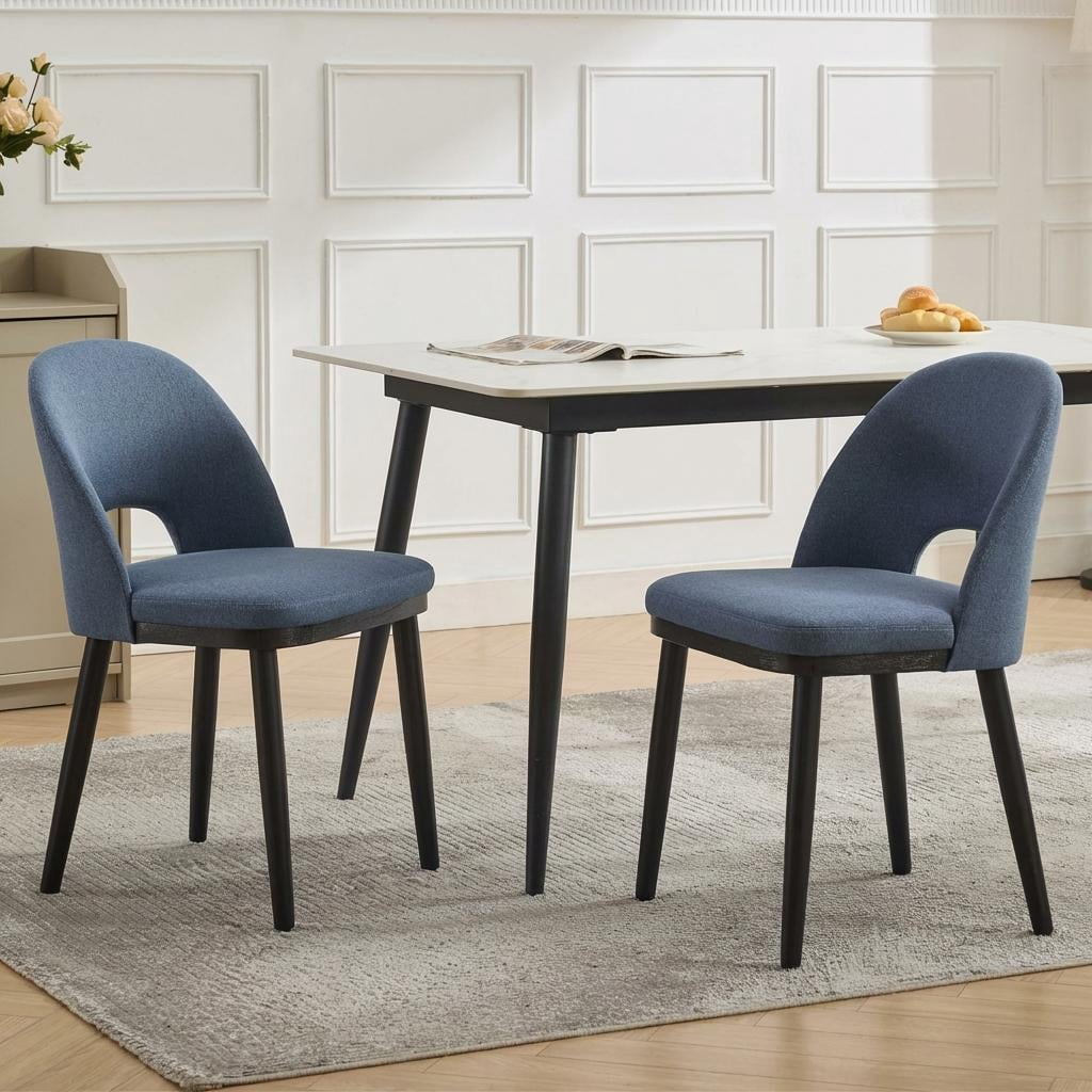GARVEE Upholstered Dining Chairs Set of 6,Modern Dining Room Kitchen Chairs with High Back & Deep Seat for Vanity,Living Room,Cafe,Blue