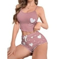 thumbnail image 2 of TAGOLD Womens Pajama Set Summer Rib Heart Print Camisole Top Short Pants Soft Thin Loose Home Loungewear, 2 of 3