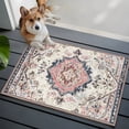 thumbnail image 5 of Beige Boho Entryway Rug 2x3 Area Rug Washable Indoor Doormat Small Bathroom Rugs Non-Slip Low Pile Accent Throw Rugs Ethnic Tribe Chic Elegant Pink Floor Carpet for Kitchen Bedroom Entrance, 5 of 9