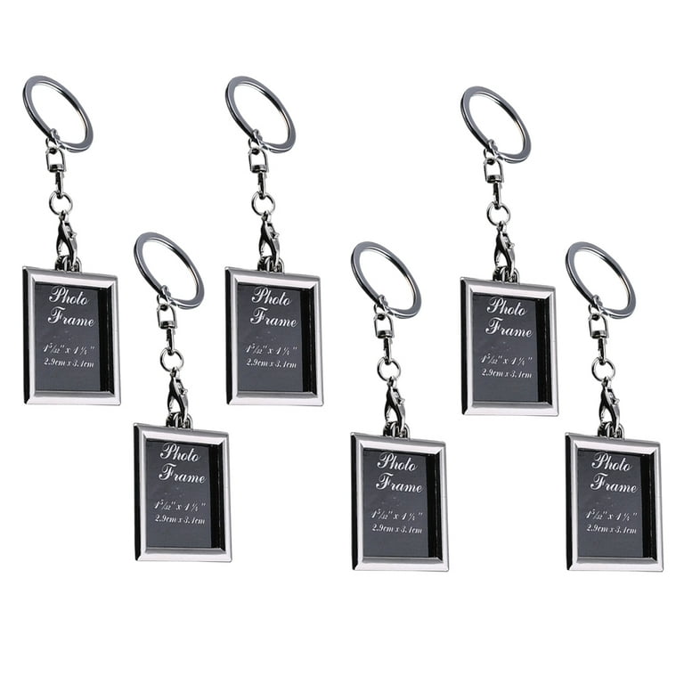 NUOLUX 6Pcs Fashion Mini Photo Frame Metal Keychains Key Rings Keyfob Gift for Couple and Family Rectangle