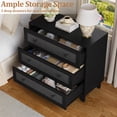 thumbnail image 4 of FANRAL Rattan Large Nightstand,27.6"H Wood Tall Night Stand,Wide Modern 3 Drawers,Boho Bedside Table Narrow Side Table for Bedroom Living Room,Black Night Stand, 4 of 7