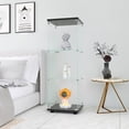 thumbnail image 2 of Pouseayar 3-Shelf Glass Display Cabinet, One-Door Curio Cabinets for Living Room, Bedroom, Office, Black Floor Standing Glass Bookshelf, 2 of 11