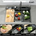 thumbnail image 3 of 33″×22″ Stainless Steel Single Bowl Kitchen Sink, Black Waterfall Workstation with Flying-Rain Faucet, Sprayhead, Cup Washer, 1 pack, SS-BL06-332212, 3 of 18