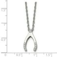 thumbnail image 5 of Stainless Steel Cable Necklace with Pendants Chain Chisel Polished CZ Wishbone on a 15.5 inch Multi-Link 11.5 mm, 5 of 5