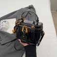 thumbnail image 3 of husxh Retro Leather Bucket Bag for Women Zipper Closure Shoulder Purses (Black), 3 of 9