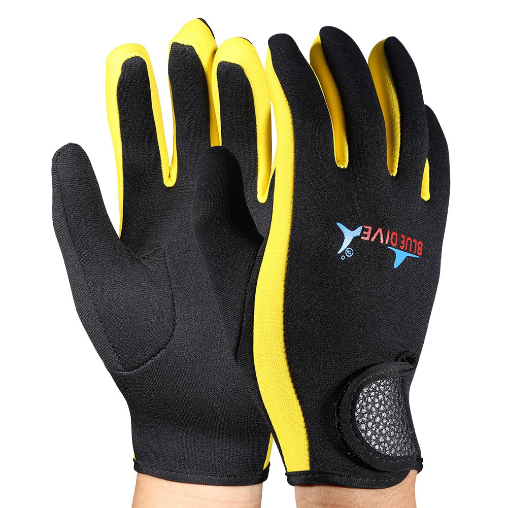 Scuba Diving Snorkeling Gloves Light weight Warm Water Yellow/Blue Gear 5 PAIRS 